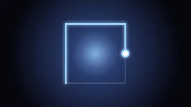 Box Breathing: ein leuchtendes Quadrat, ein Punkt läuft die Kanten ab