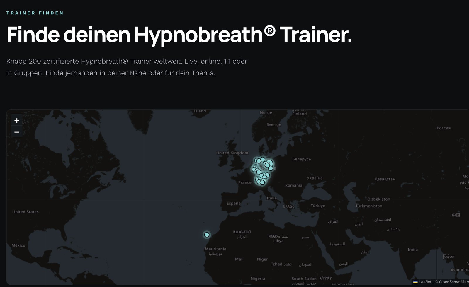 Das Hypnobreath®-Trainer-Verzeichnis mit Karte